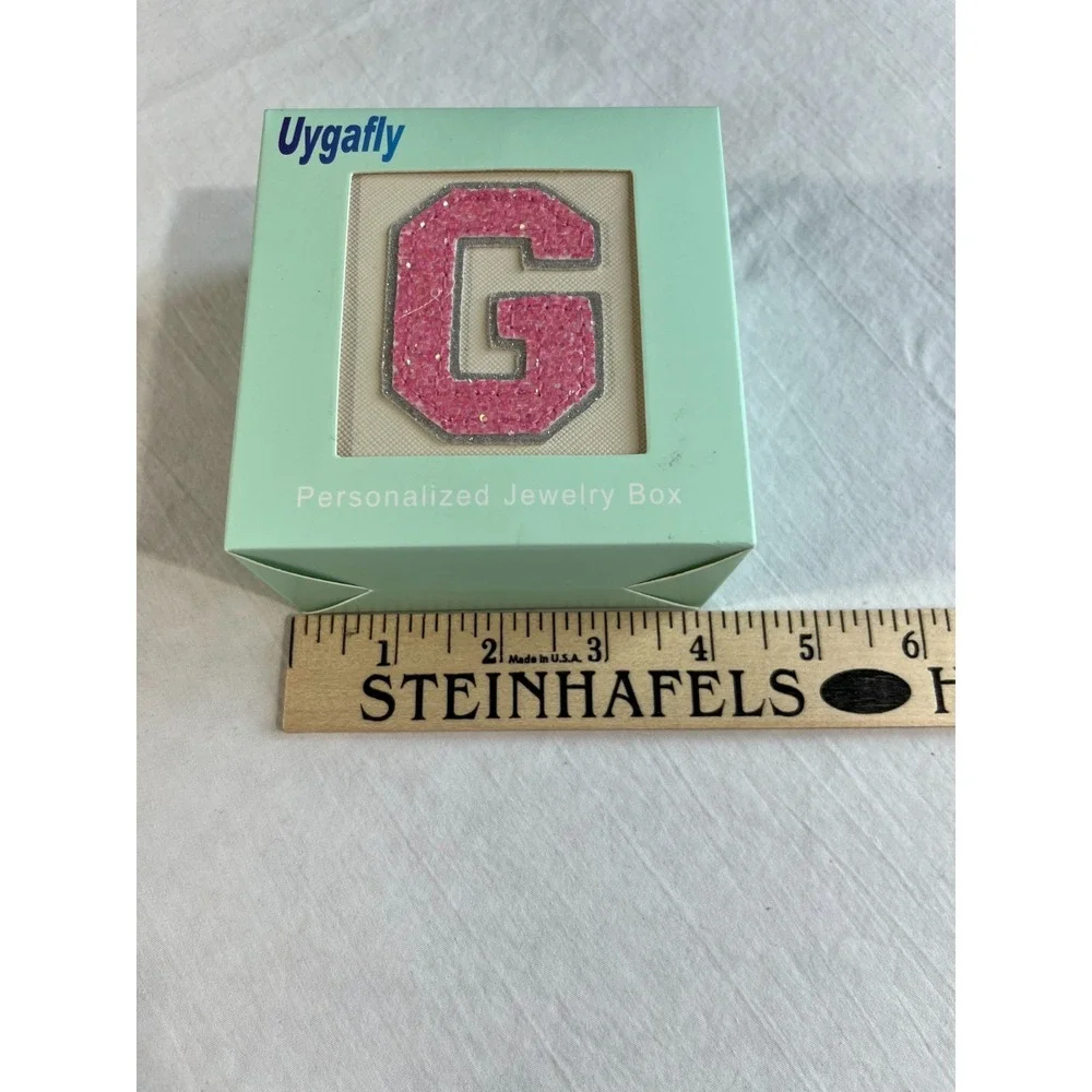 Personalized Jewelry Box Women Girls Pink Glitter Monogram G, Gift Ugafly Trendy